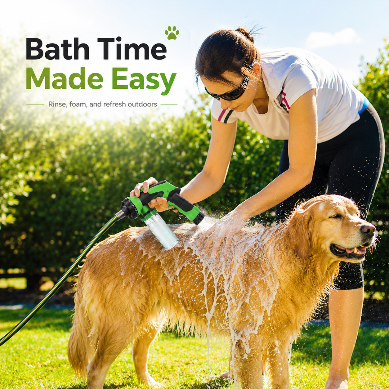 Dog Wash Sprayer Kit — 8 Spray Patterns & Built-In Soap Dispenser